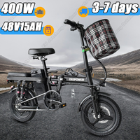 DeePower K306 Folding Electric Bicycle 400W Motor 48V15Ah Lithium Battery Electric Bike Adults City Road Commuting E-Bike
