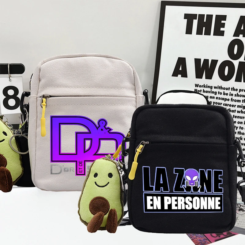 

Jul Canvas Shoulder Bag Men Women Fashion Mobile Phone Storage Pouch French Style Zipper Portable Handbag Simple Crossbody Bags