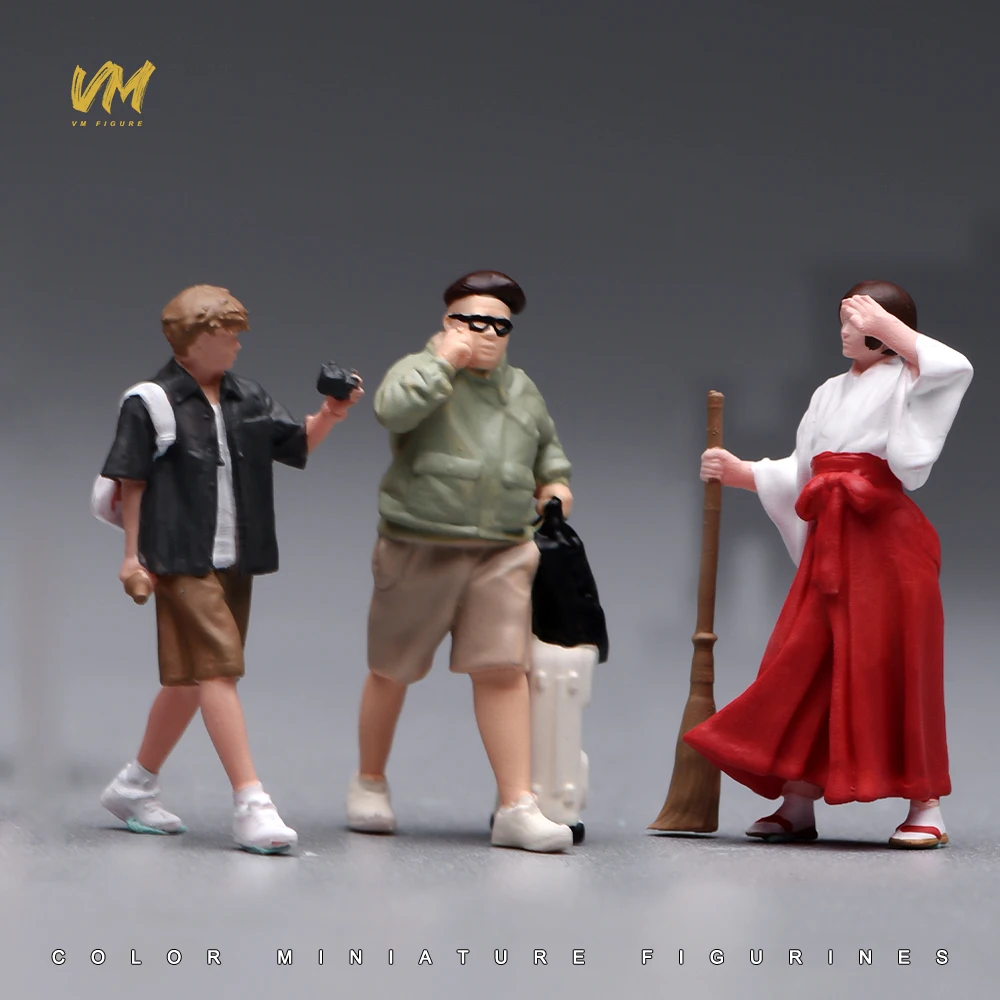 Painted Miniature 1/87 1/64 1/43 1/24 1/18 Male Photography Female Sweep Floor Youth 3D Doll Street Scene Props Display Decor