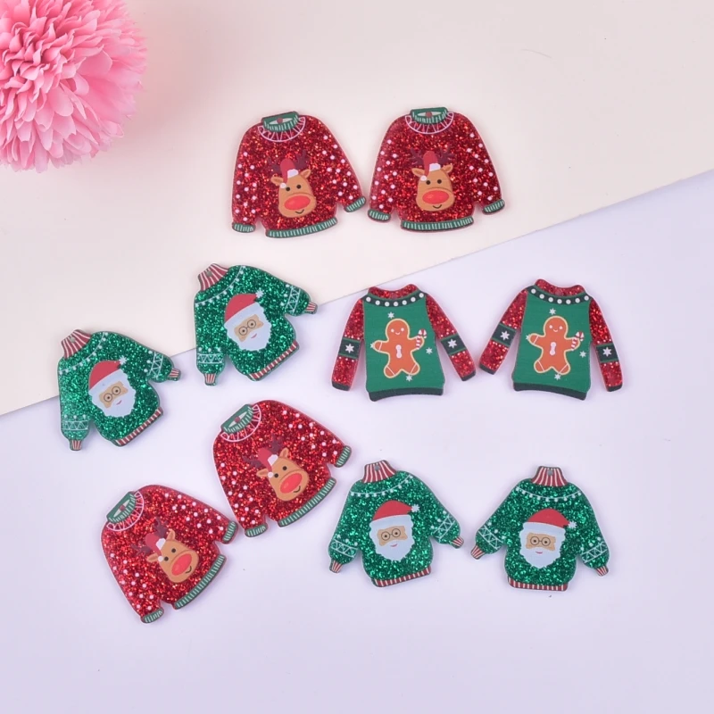 10pcs/pack Fashion Christmas Clothes Acrylic Charms for Women Earring Necklace Jewelry DIY Making