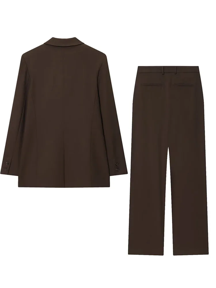 HH 2026 Autumn and Winter Women's Long sleeved Suit 2 piece set Elegant and warm top + comfortable straight leg suit pants