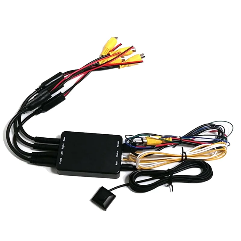 Car Camera Control Switch 4-Way Converter Control Box 360-Degree Reversing Camera Universal