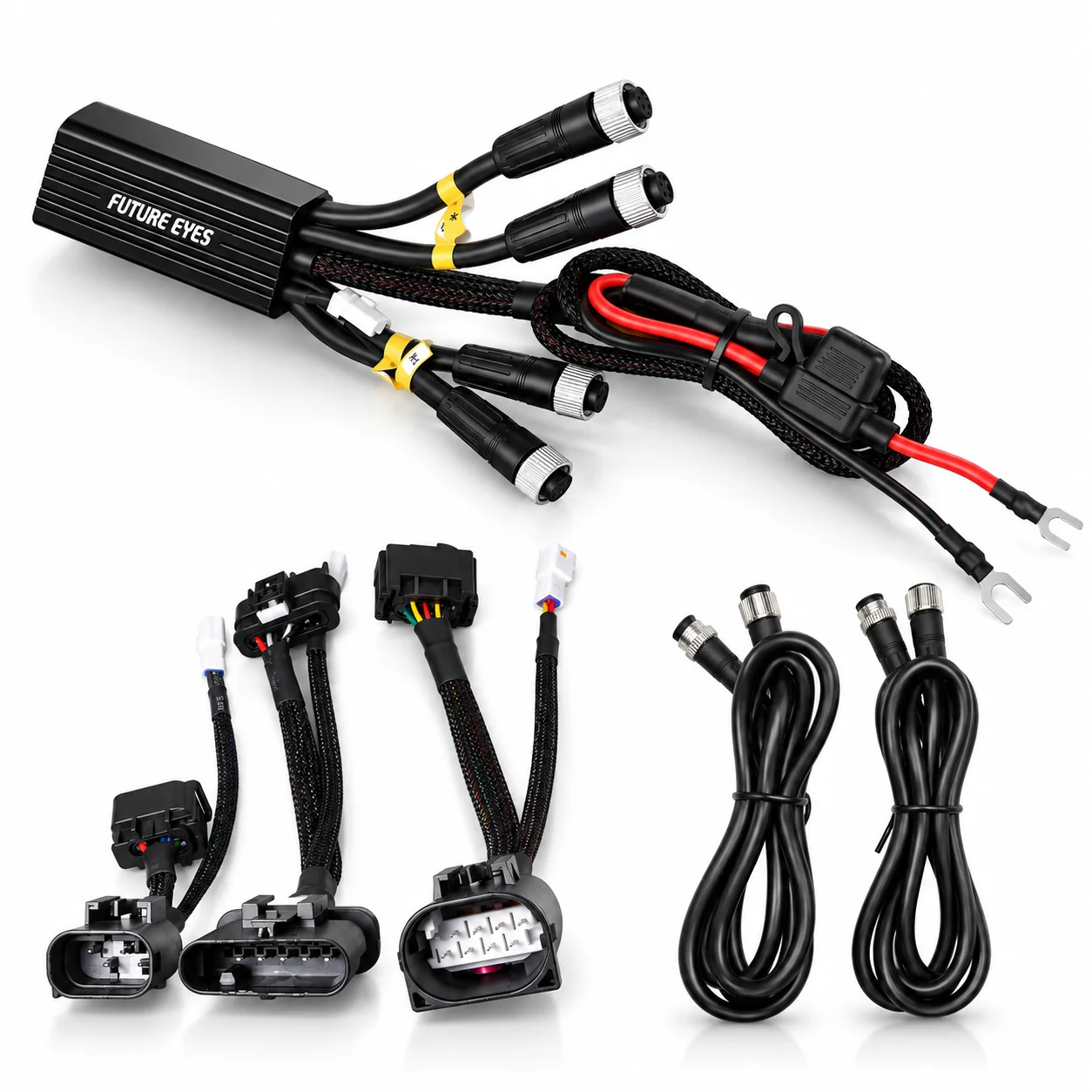 Future Eyes  BWM CANBUS Wiring Harness, 4PIN/5PIN/8PIN Universal Motorbike Wiring Adapter for LED Auxiliary Lights