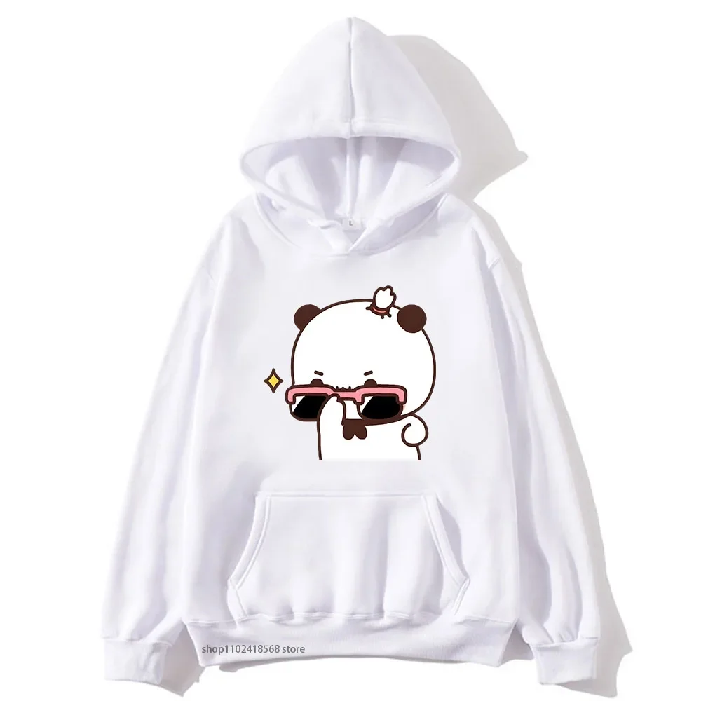 BuBu Is Watching DuDu Weight Lifting Is A Gymnast Hoodie Panda Bear Sweatshirt Couple Clothes Men Kawaii Women Tops Y2k Pullover