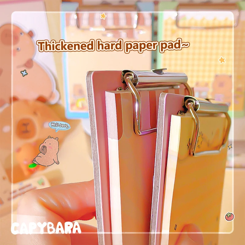 Kawaii Stationary Supplies Weekly Planner Notepad Cute Cartoon Capybara Mini Portable Notebooks Office Non-sticky Message Paper