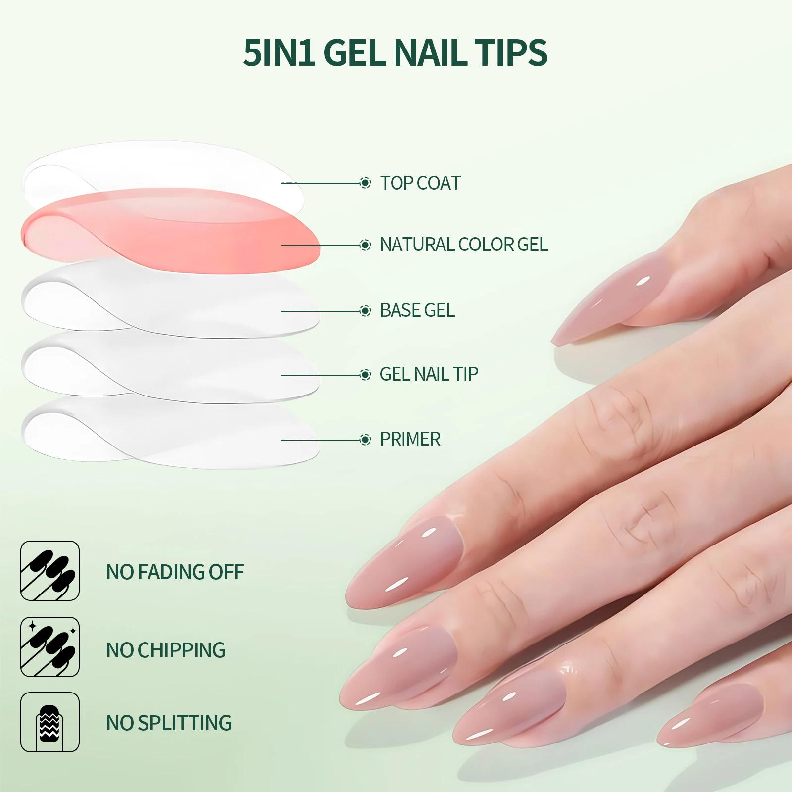 Nailpop 140/150 قطعة اضغط قصير على مجموعة الأظافر 5 ألوان تابوت اللوز مربع الشكل البيضاوي أطراف أظافر صناعية ملونة متينة وسهلة الاستخدام