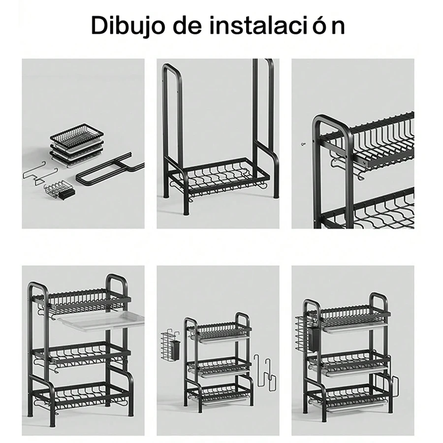 رف أطباق للمنضدة ، مصفاة مطبخ متعددة الوظائف مع أدوات ، حامل سكين ، أدوات مائدة ولوح تقطيع ، عيد الميلاد ، 3 طبقات