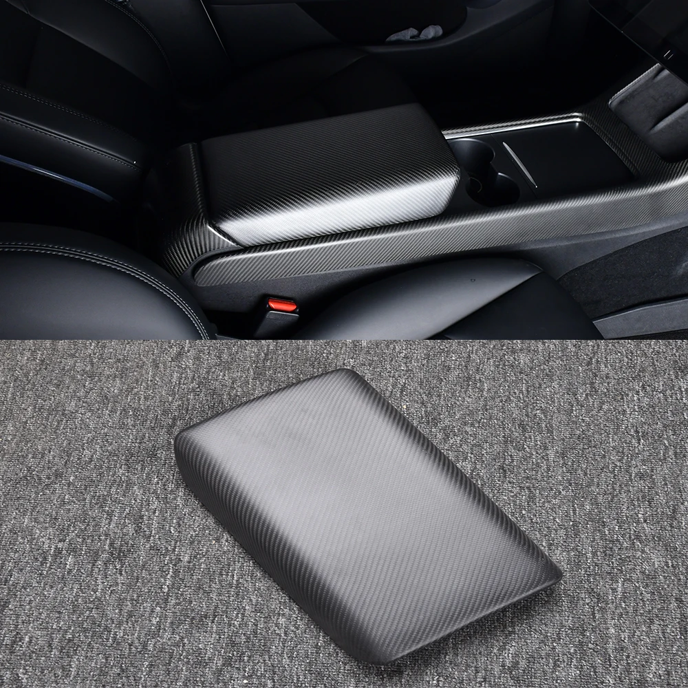 

For Tesla Model Y Model 3 2016-2023 True Carbon Fiber Housing Center Console Armrest Cover Center Armrest Box Cushion Cover