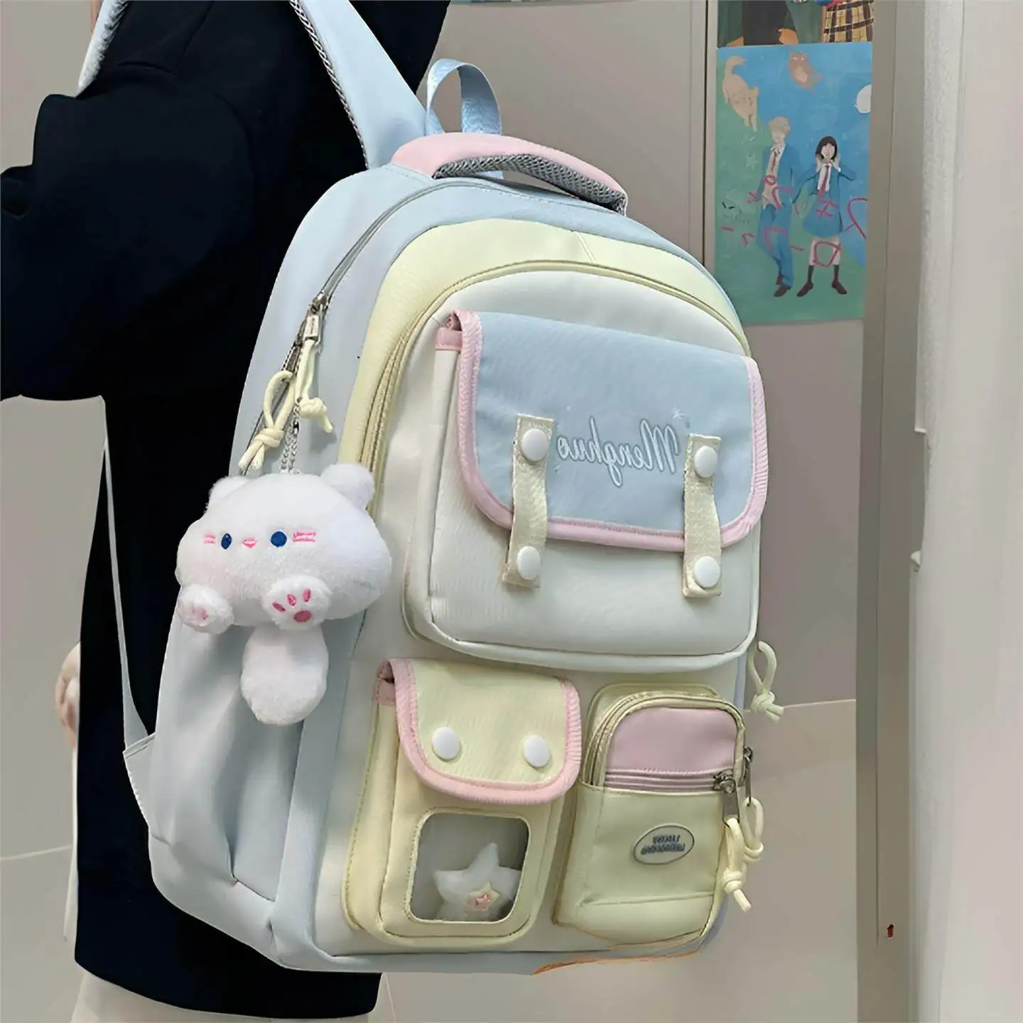 amzz-color-block-backpack-large-capacity-dual-shoulder-bag-for-junior-and-high-school-students-elementary-school-students-gra