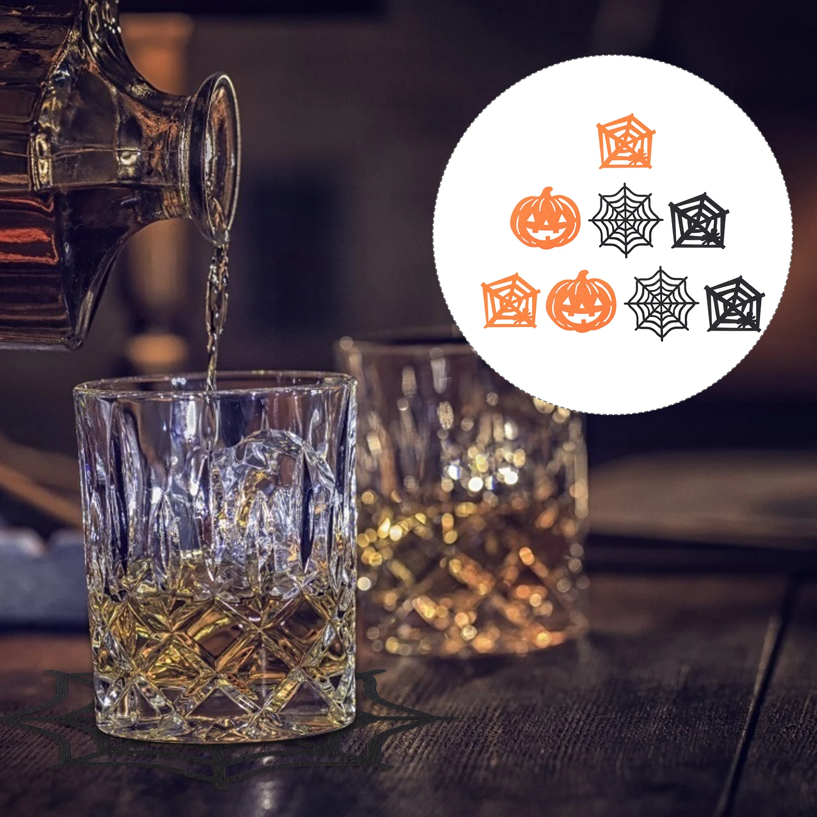 

8pcs Halloween Felt Coasters Cute Cup Mats Table Decoration Party Supplies Heat Insulation Mats Festival Drink Coasters