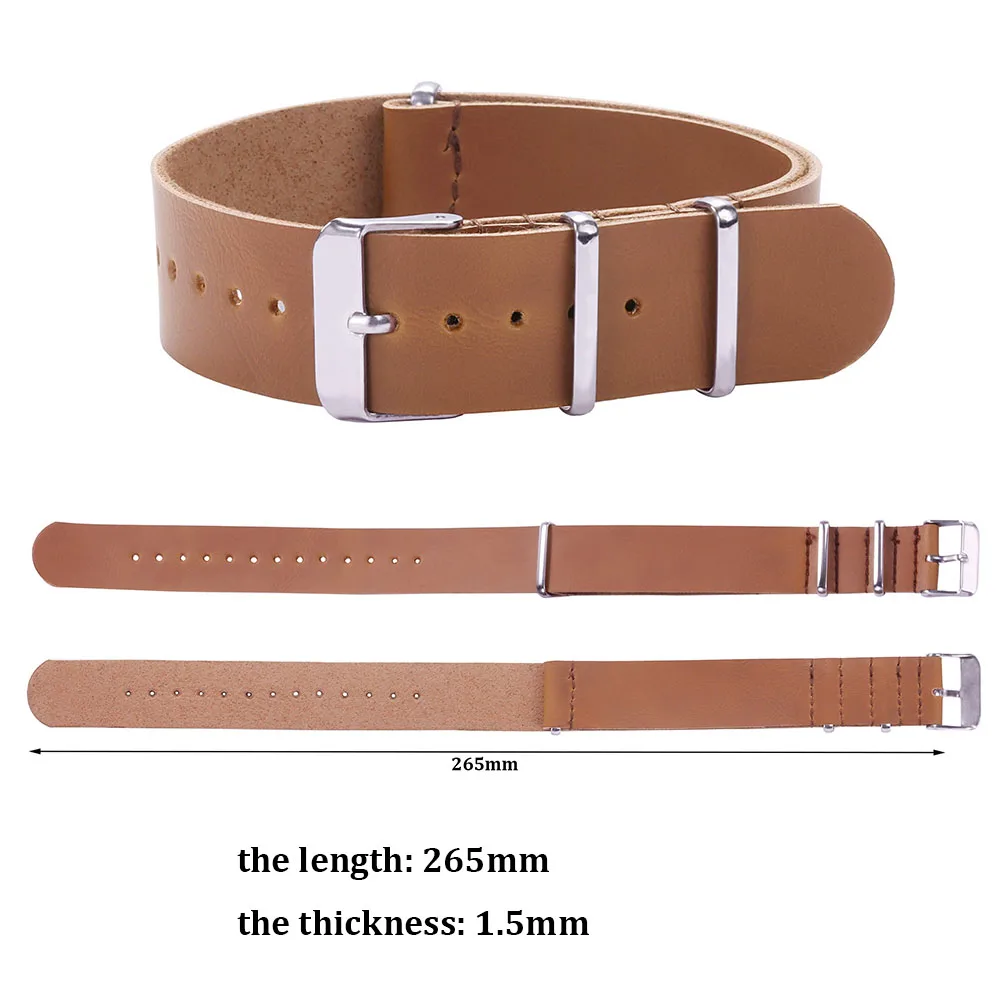 PU Leather Bracelet Watch Accessories Military Watch Band Strap Artificial Leather Watch Strap 18mm 20mm 22mm 24mm