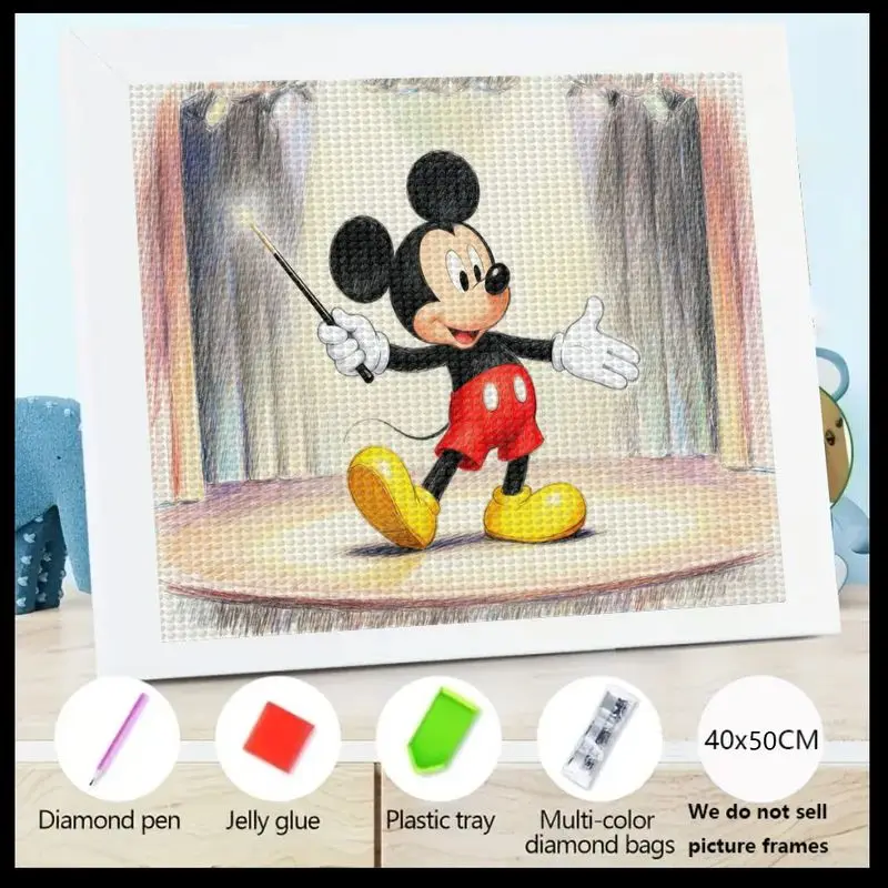 

1PC Disney Mickey Mouse Magician Show 5D Diamond Painting Kit, DIY Full Drill Round Diamond Art Set for Adults & Kids, Cute Cart
