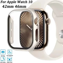 PC Case＋Tempered Glass For Apple Watch 10 46/42mm Ultra 2/1 49mm Screen Protector Cover iWatch 9 8 7 6 5 SE 45mm 41mm 44mm 40mm