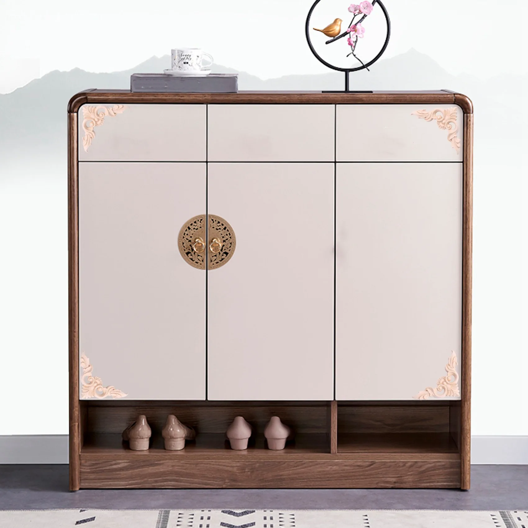 4 шт. 8*8 см деревянные резные угловые накладки для мебели, украшения для дома, неокрашенная аппликация HY