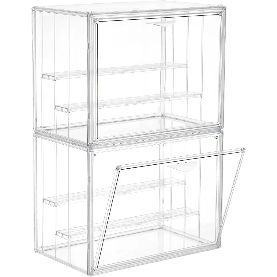 

Acrylic Display Case for Collectibles 3 Layer Adjustable Figure Display Case with Magnetic Door Clear Stackable Display Box for