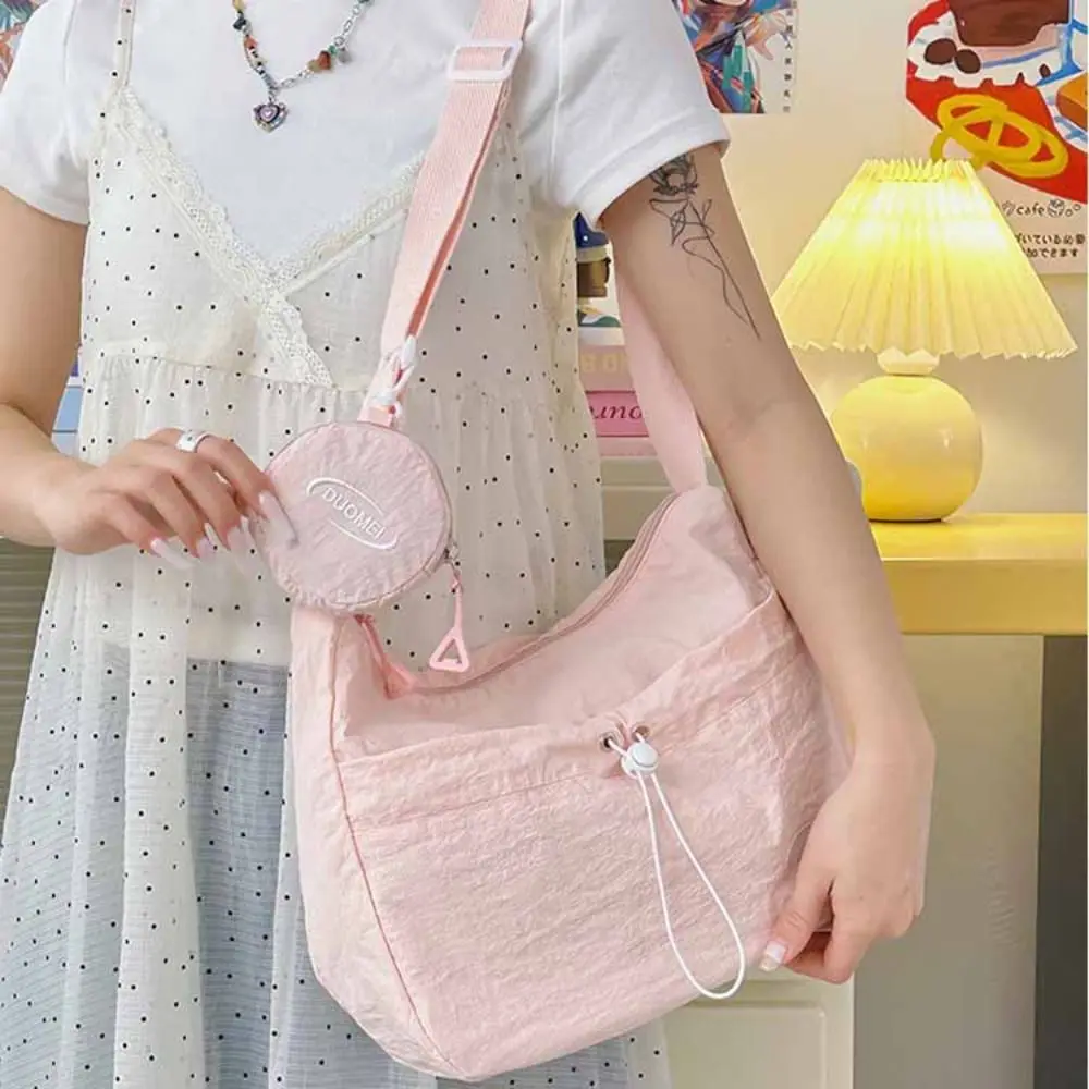 

Быстросохнущая нейлоновая сумка через плечо, сумка для монет, быстросохнущая сумка через плечо, однотонная сумка для сообщений в стиле Харадзюку с портмоне для путешествий