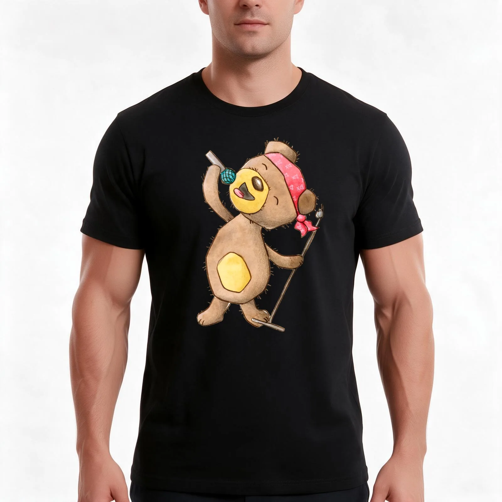 Bear X Factor T-Shirt, Summer Casual Cotton Tee, Oversized Streetwear Tops, Vintage Graphic Print, Loose Fit Short Sleeve