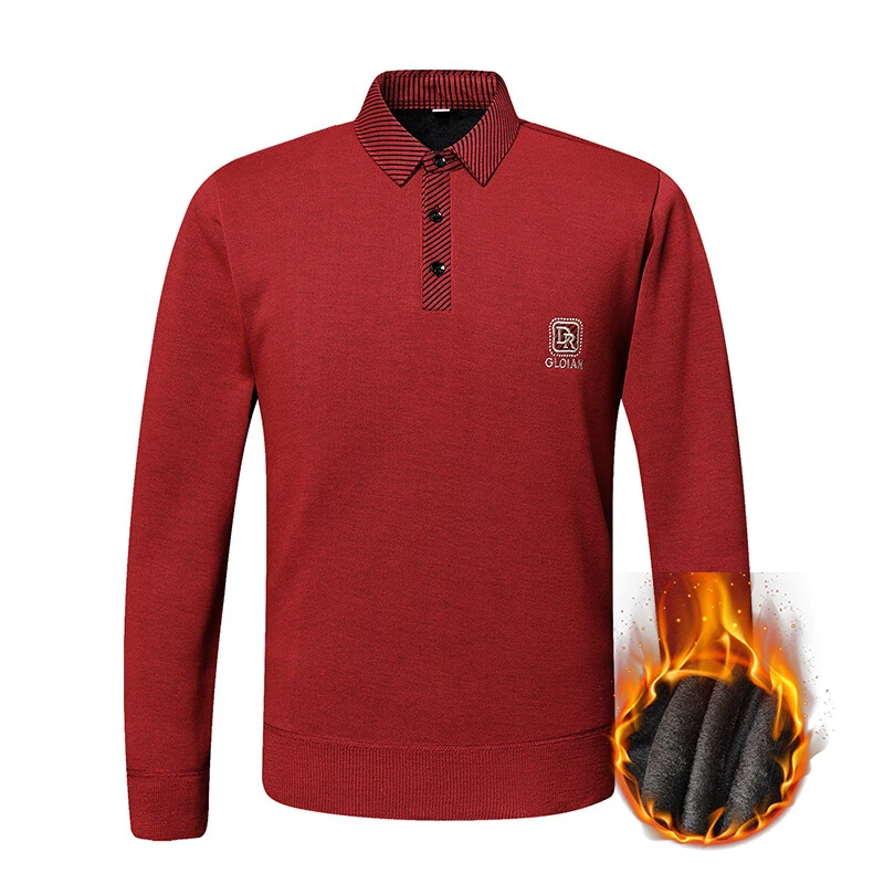 

Autumn Winter Luxury Polo Shirt Men Clothing Loose Mens Long Sleeve Lapel Button T-Shirt Business Golf Casual Sweater Man