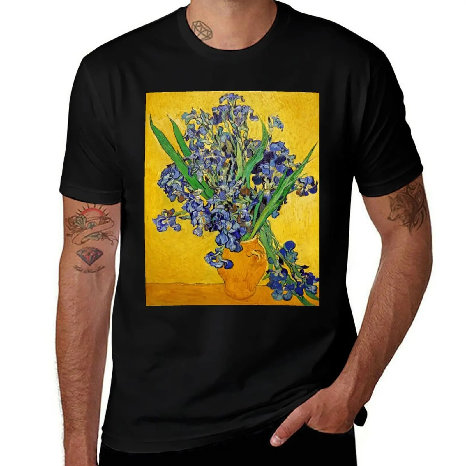 Irises by Van Gogh T-Shirt Work Wear Simple Tee Shirt T-Shirt