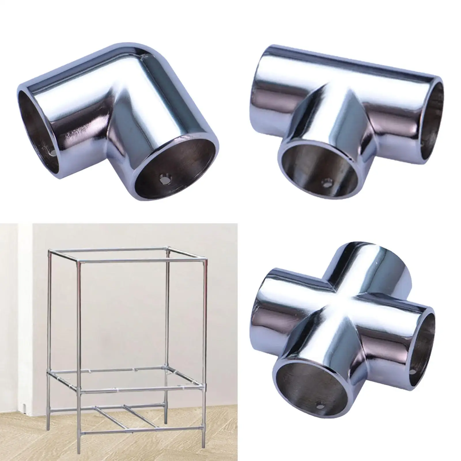 

Round Tube Connector 25mm Sturdy Practical Aluminum Alloy Pipe Clamp Metal Joint for Home Display Stand Clothes Rack Frame