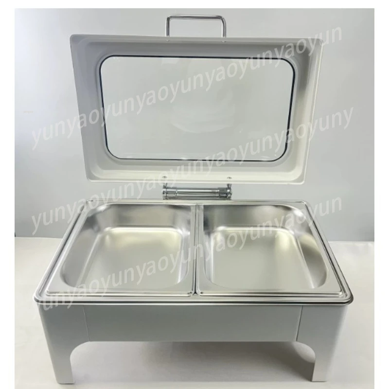 Stainless Steel Hydraulic Flip Buffet Stove Electric Heating Visual Insulation Pot for Hotel Catering Breakfast