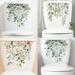 Fresh Green Plant Leaves Bathroom Toilet Stickers Decorative Beautify Home Remodeling Wall Stickers Self-adhesive Decals