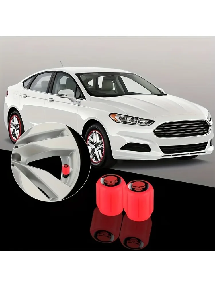 AliExpress NONE 8Pcs Luminous Skeleton Tire Valve Caps Universal Fluorescent Wheel Hub Covers for SUV Bike Truck Motorcycle Accessories