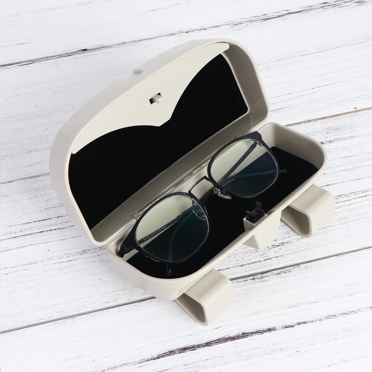 

Car Sunglasses Holder Case For Sun Visor Abs Plastic Eyewear Storage Box Sponge Cushion Scratch Resistant Durable Easy One Hand