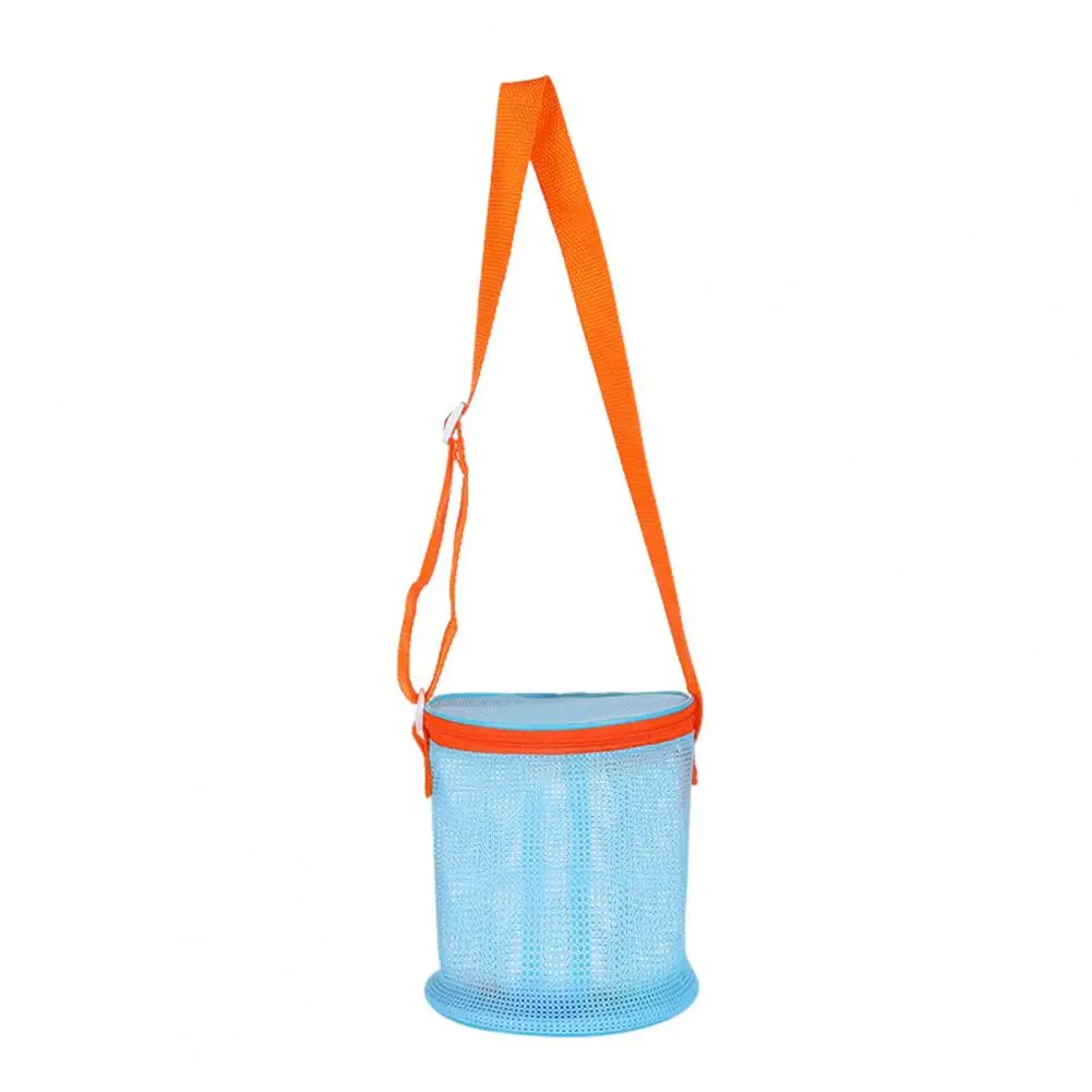 Seau de rangement de plage multifonctionnel, capacité, sac de plage en maille avec bandoulière pour voyage, support de coquillage, jouet de sable à utiliser