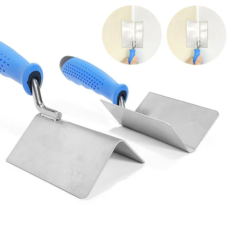 ABGR-Stainless Steel Corner Trowel Set For Plastering - Dual Angle Smoothing Tools With Plastic Handle