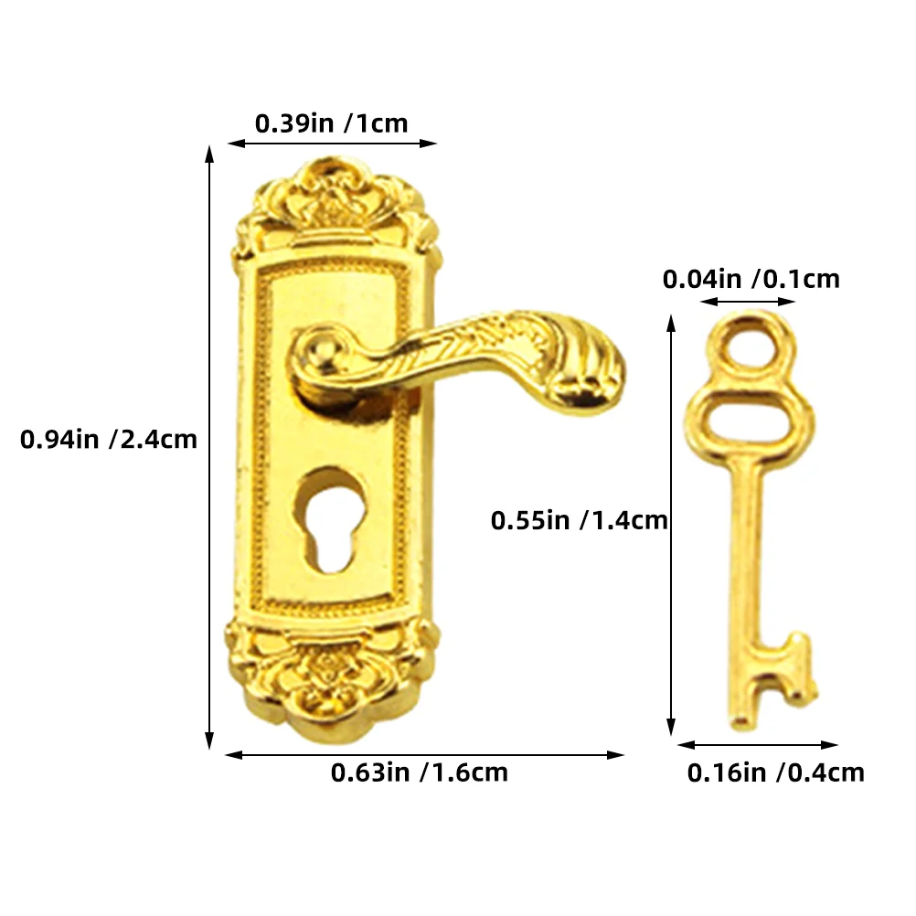 2 Sets Dollhouse Accessories Mini Door Lock That Actually Work Miniature Decor Key Doorplate Zinc Alloy Knocker Building Kit