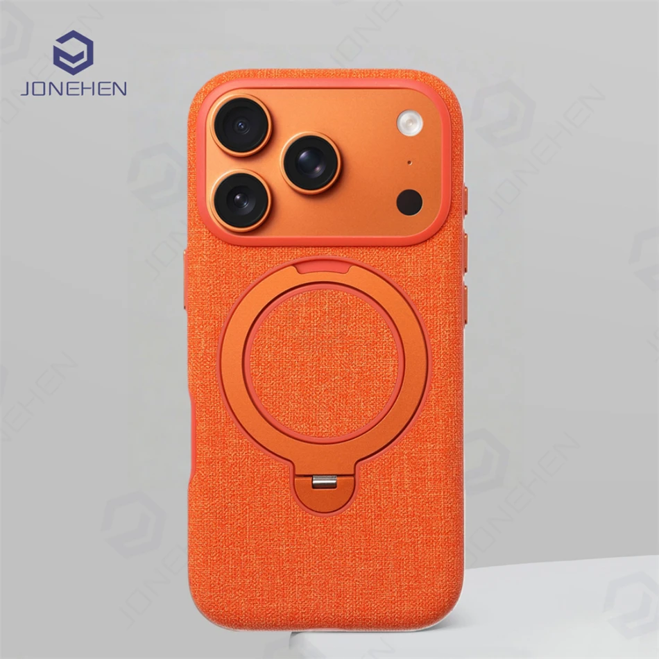 

Деловой тканевый кожаный чехол для Magsafe с беспроводной зарядкой и магнитной подставкой для iPhone 17pro 17 Pro Max, противоскользящий чехол-бампер