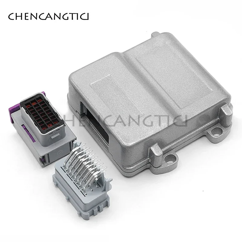 24 Pin Waterproof Automotive Ecu Aluminum Box Enclosure Shell With Mating Male Female Fci Pcb Connector And Terminals