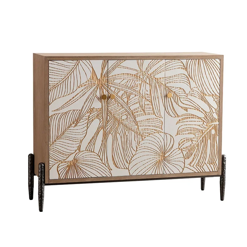 French-style carved hotel lobby decorative entrance cabinet, household living room dining side cabinet storage cabinet