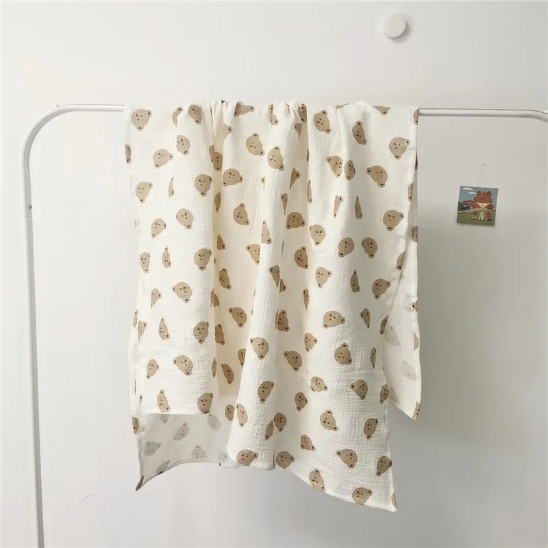 Bear Cover Blanket Cotton Double Gauze Blanket Baby Cuddle Blanket Bath Towel Baby Wrap Swaddle baby stuff baby cribs