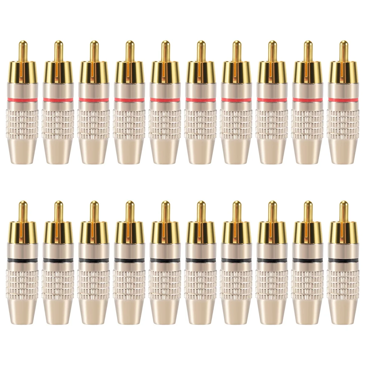 New 20 Pcs RCA Plug Audio Video Locking Cable Connector Gold Plated