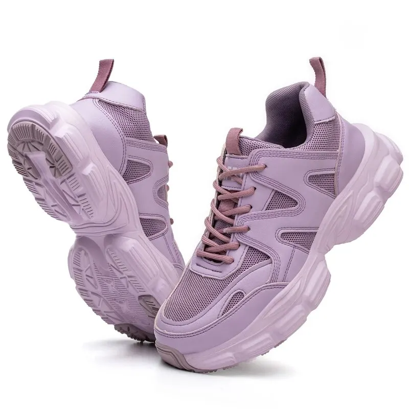 Purple Women Safety Shoes Anti-smash Anti-puncture Work Shoes Breathable Lightweight Work Sneakers Indestructible Shoes Boots