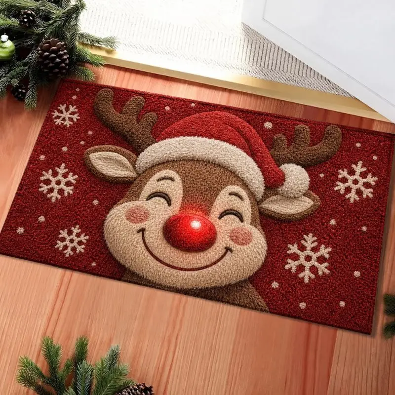 VIKAMA Geprägte Weihnachtsbaum-Fußmatte, Waschbar, Rutschfest, Pflegeleicht, für Innen- und Außenbereich, Eingangsmatte, 2027 Neujahrs-Heimdekoration – Detail 4