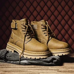 Men's Boot Dress Booty Man Knight Shoes High Boots Work & Safety Shoes Mens Shoe Genuine Leather Men's Motorcycle Boots Ankle