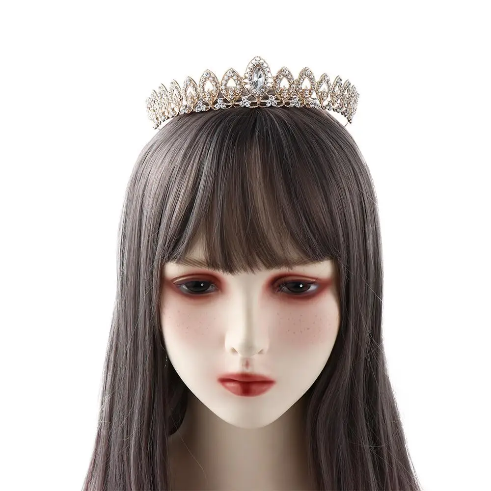 ผู้หญิงพรหมอุปกรณ์เสริมผมเงินสี Rhinestone แถบคาดศีรษะเจ้าสาว Tiara ผมมงกุฎเครื่องประดับ Headwear