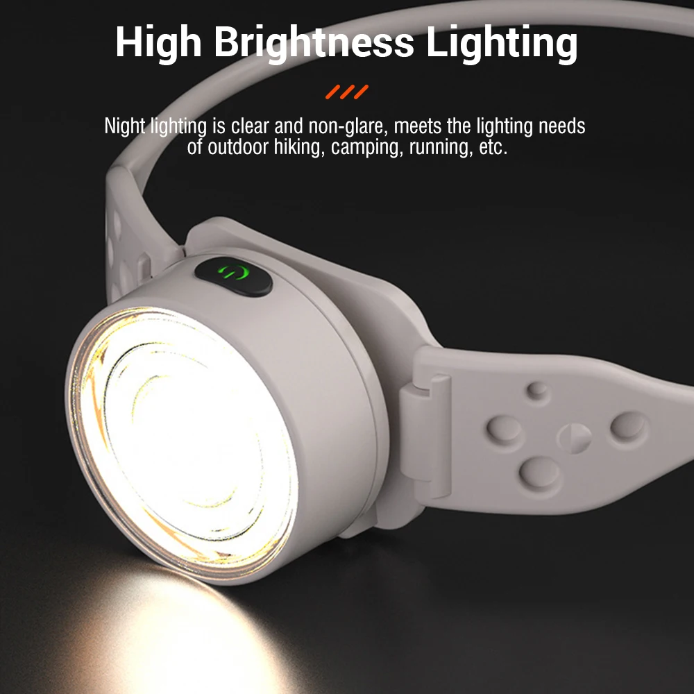 BORUiT LED Headlamp 300LM XPG+SMD Lightweight USB-C Rechargeable Headlight 5 Modes Waterproof Head Torch Camping Fishing Lantern