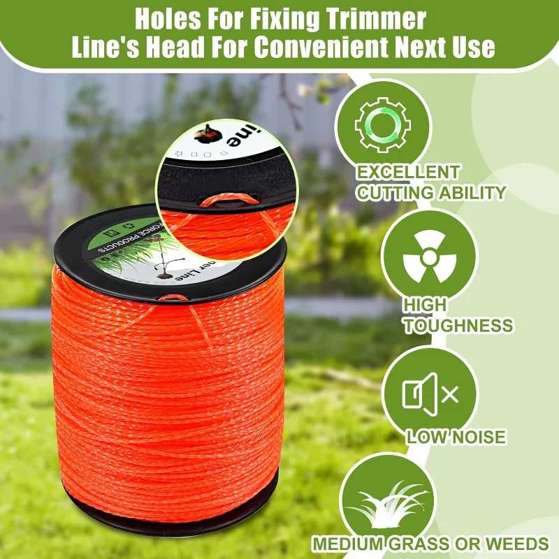 EAONE 1640 FT Weed Eater String 0.095” String Trimmer Line in Spool 5 LB Weed Wacker String Heavy Duty Orange Twisted Shape