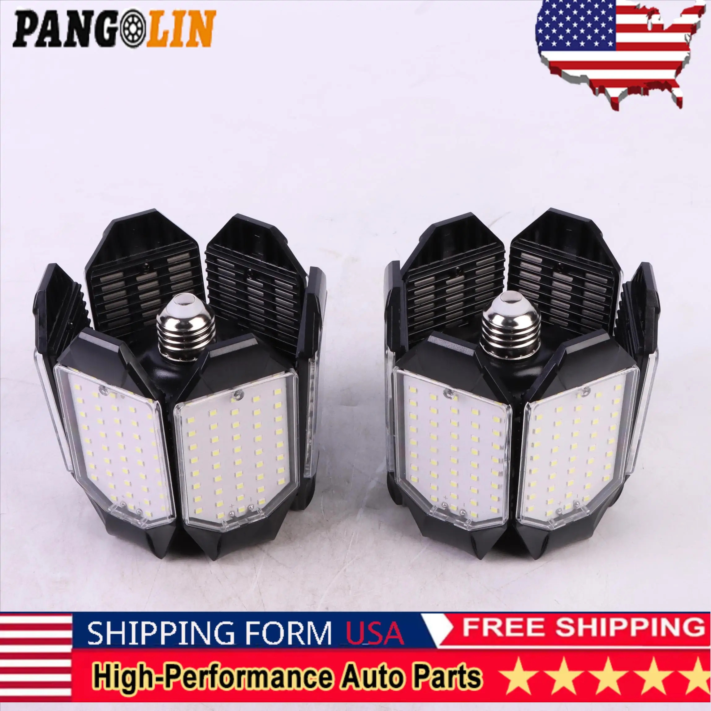 

2pcs 6+1 Folding Combined Garage Lamp 6-Leaf Large Lens Garage Lamp 86-265V 45W 6500K Car Accessories Replacement Interior Part