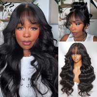 Unice Hair Pre Cut Pre Bleached 7x5 Loose Wave Wig With Bangs Wear Go Glueless Wig Pre Plucked Lace Front Human Hair Wig