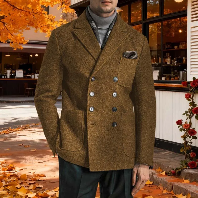 

Мужской костюм, пальто с узором «елочка», двубортный однотонный мужской костюм, приталенный пиджак для делового отдыха, фрак жениха для банкета