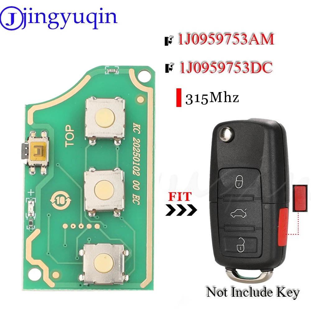 Jingyuqin 4 pulsanti telecomando auto chiave circuito Fob 315MHZ 1J0959753AM / 1J0959753DC per VW Volkswagen Golf 2009 NBG92596263