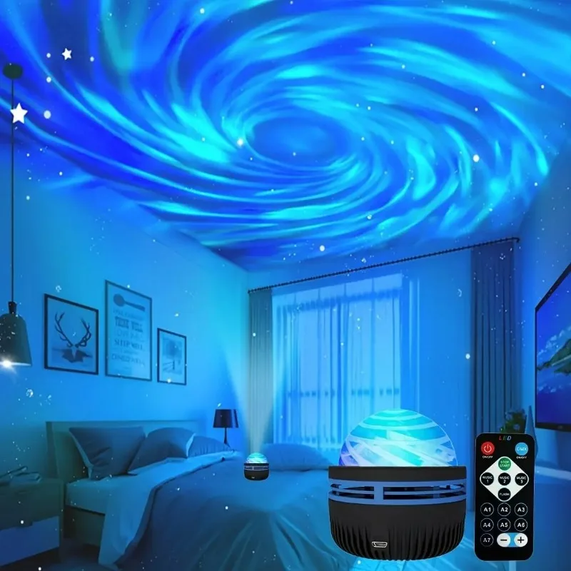 

LED Galaxy Starry Sky Projection Light Water Ripple Northern Aurora Projection Light Decoration Bedroom Children's Room Party