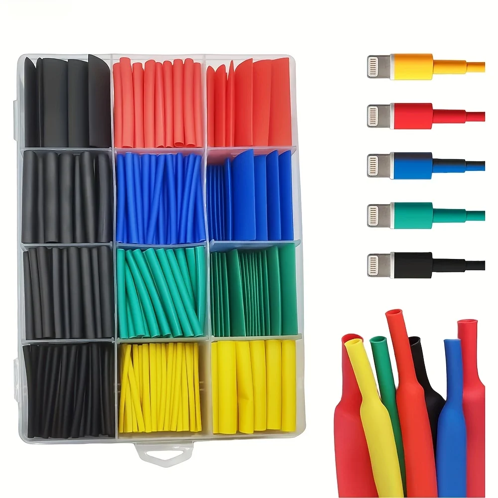 127-800pcs Multi sized insulation heat shrink tubing with a 2:1 shrinkage ratio, used for electrical wiring, etc