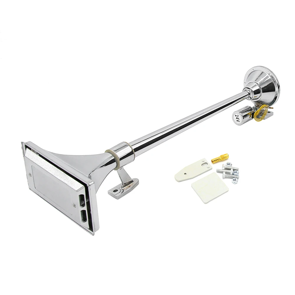 

640mm super loud single-tube square-mouth horn for semi-trailer trucks, 12V/24V with electric valve control hose