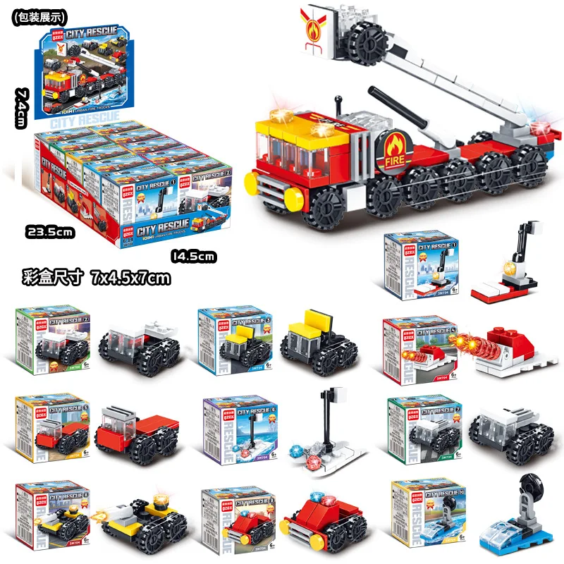 10 in 1 ใช้งานร่วมกับ Lego Building Blocks DIY รถตํารวจ Fire รถบรรทุกปราสาทอิฐของเล่นเพื่อการศึกษาเด็กของขวัญ